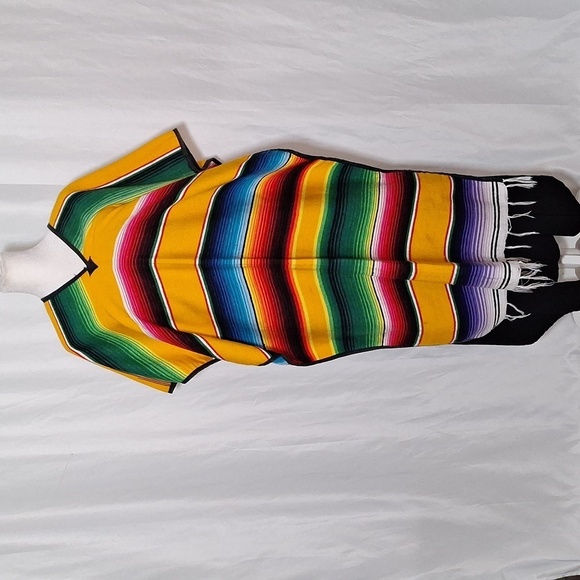 Mexx Jackets & Blazers - Mexican Zarape Poncho, Saltillo Poncho, Unisex Poncho, Striped Poncho,